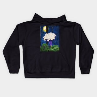 Moonflower in the Moonlight Watercolor Painting Kids Hoodie